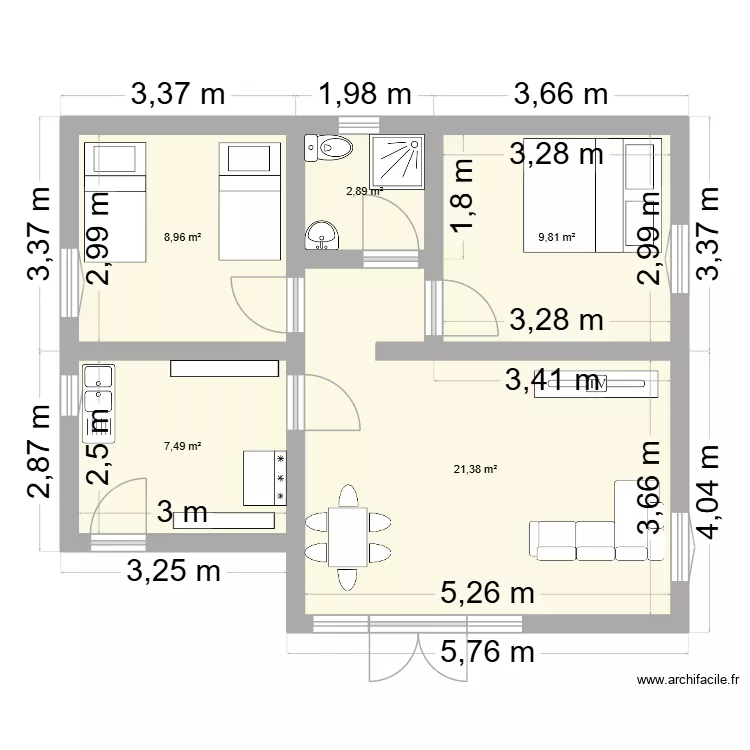 JR11. Plan de 5  et 51 m²