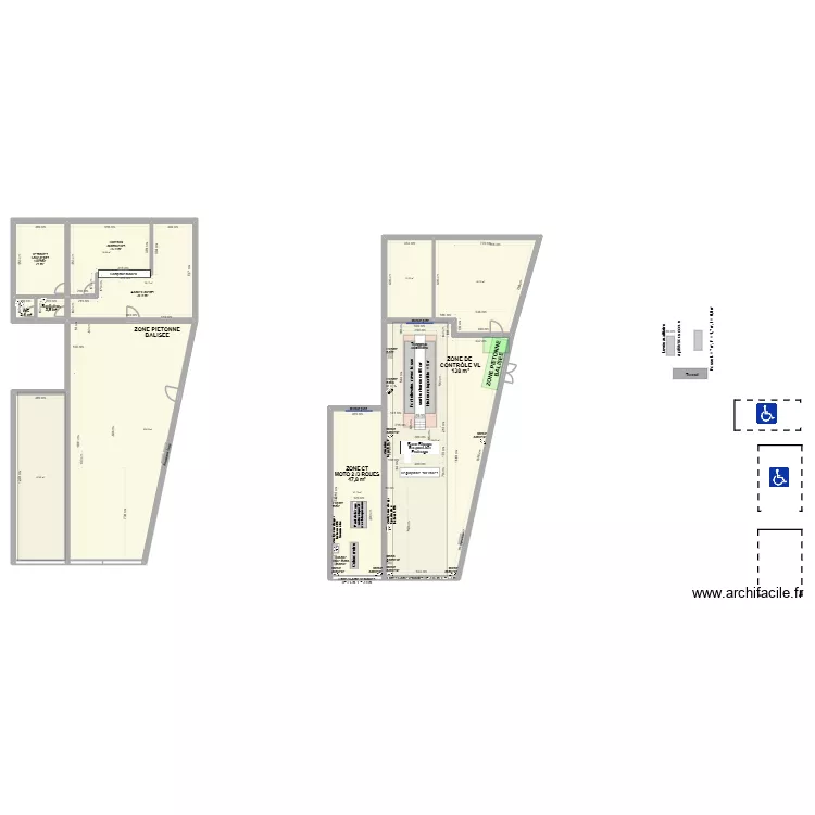 Projet CCT mixte VL/CL MCT L AIGLES 61EKLA V4 bis pont et fosse. Plan de 11  et 529 m²