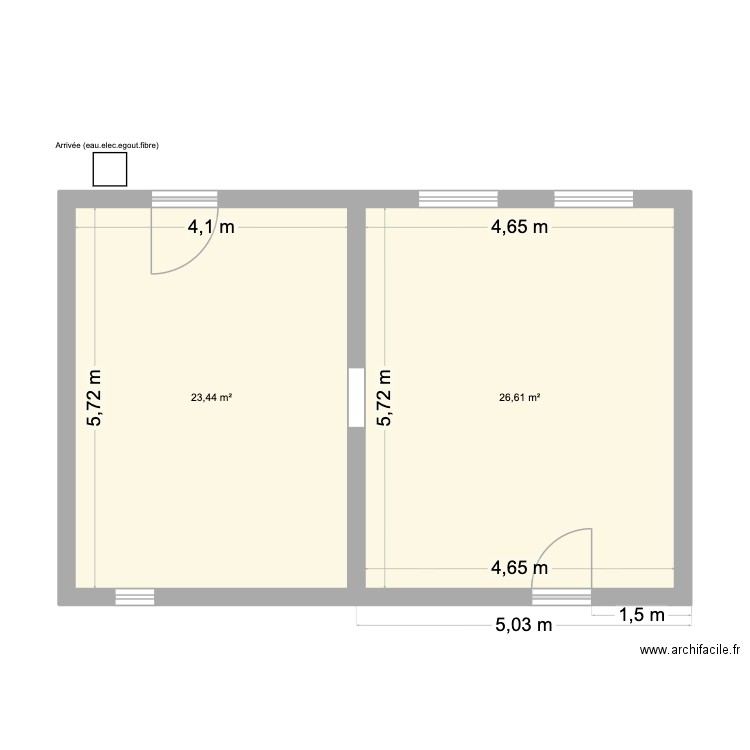 logement 1 residentiel de la mer. Plan de 2 pièces et 50 m2