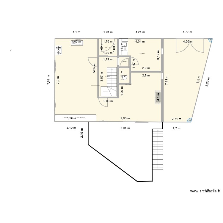 RCH plomberie octobre 2025. Plan de 6 pièces et 107 m2