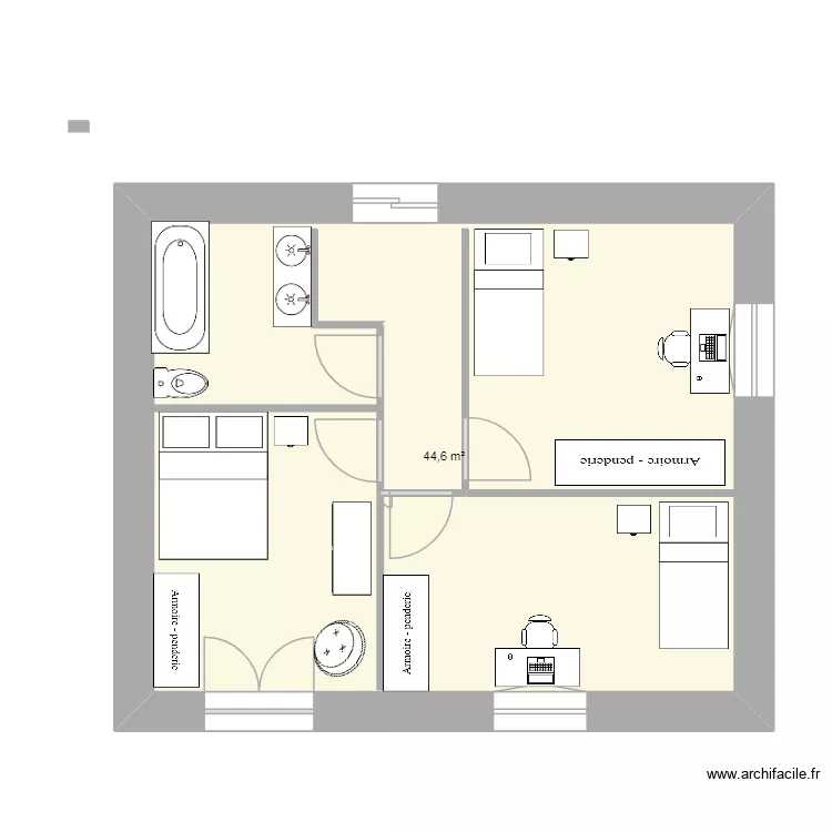 etage escalier central. Plan de 1 et 45 m² etage escalier central. Plan de 1 et 45 m²