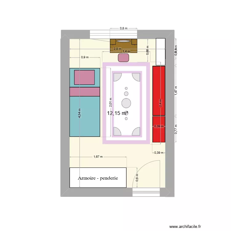 Valentine's bedroom. Plan de 