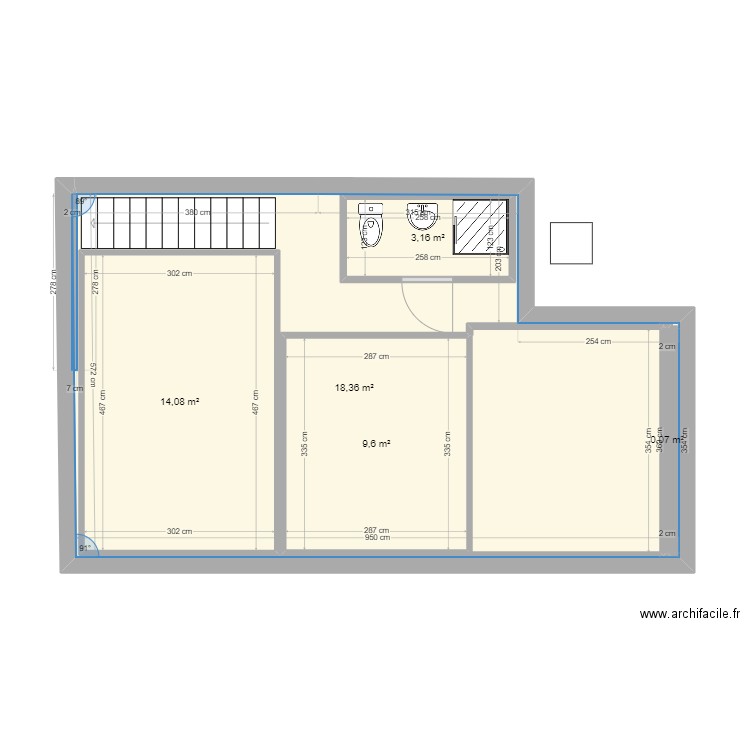 ETAGE VUE NORD. Plan de 5 pièces et 76 m2