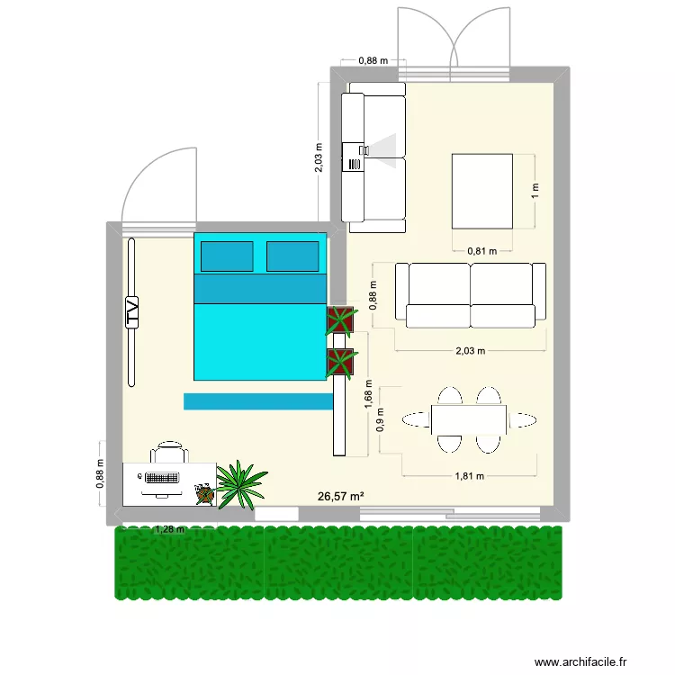 salon / Chambre Lyon 05. Plan de 1 et 27 m² salon / Chambre Lyon 05. Plan de 1 et 27 m²