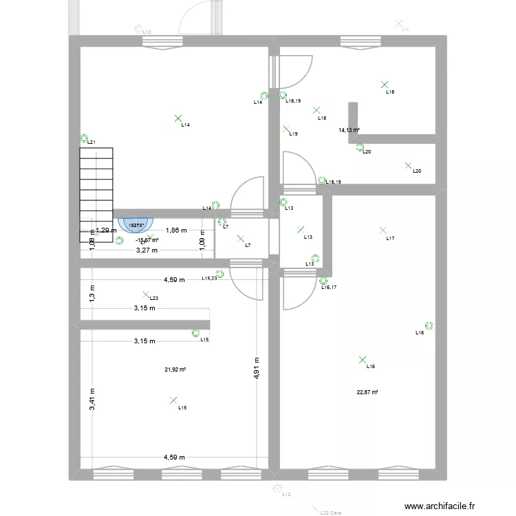 Plan maison P et M. Plan de 