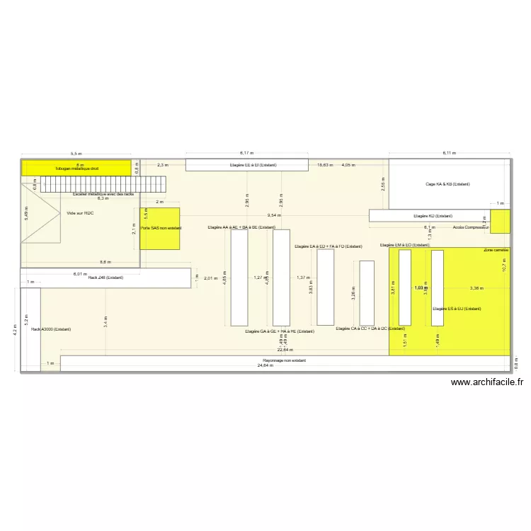 Plan R+1 Entrep&ocirc;t pi&egrave;ces SCIME. Plan de 