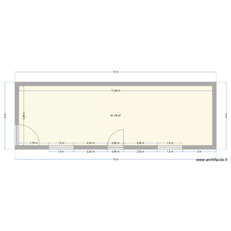 Castillion plan 2D. Plan de 1  et 41 m²
