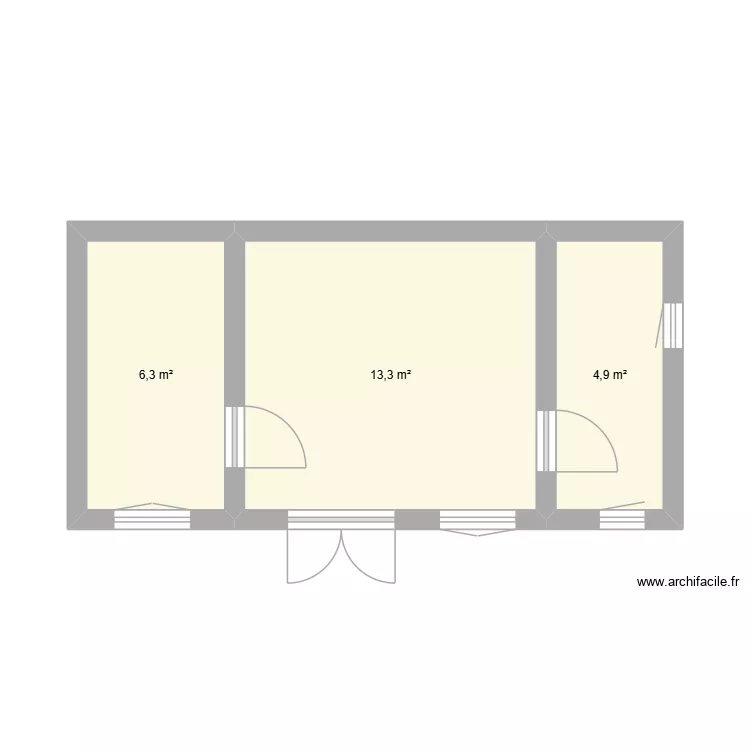 plans maison 2. Plan de 3 Pièces et 25 m²