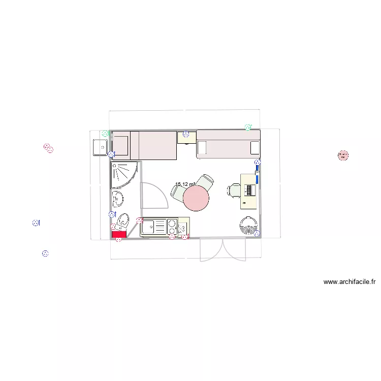 Kerg v ersion 11 electricit&eacute;. Plan de 1  et 15 m²