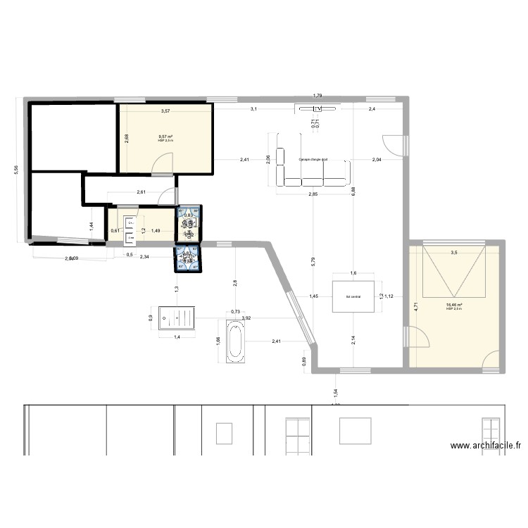 plan 2. Plan de 4 pièces et 28 m2