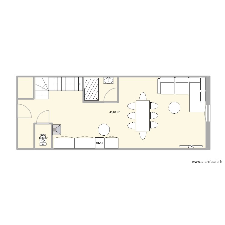 brevans. Plan de 2 pièces et 45 m2