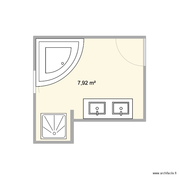 salle de bain. Plan de 1 pièce et 8 m2