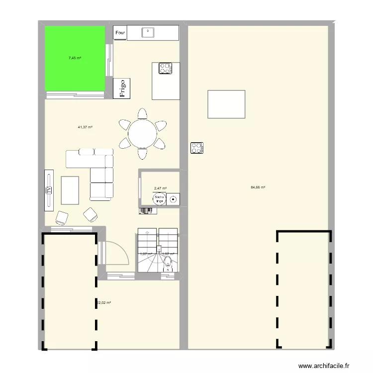 XXC. Plan de 7  et 161 m²