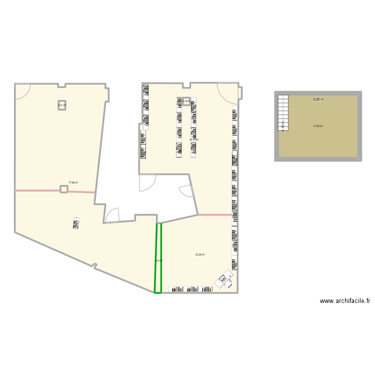 MagasinAvecMeuble. Plan de 7 pièces et 174 m2