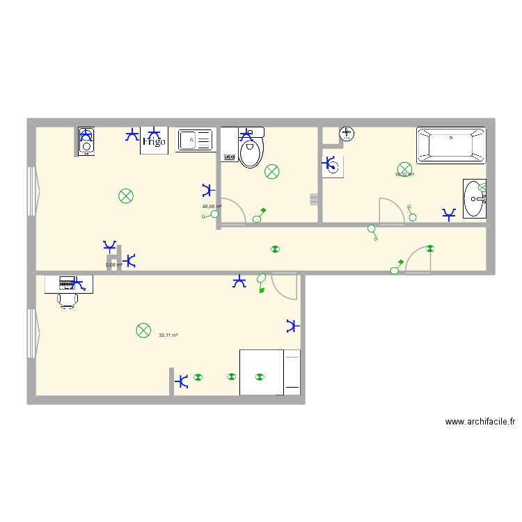 derache arriere. Plan de 4 pièces et 98 m2