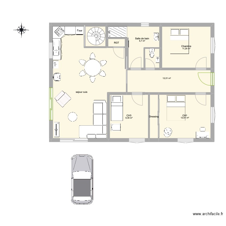 claire3. Plan de 8 pièces et 92 m2