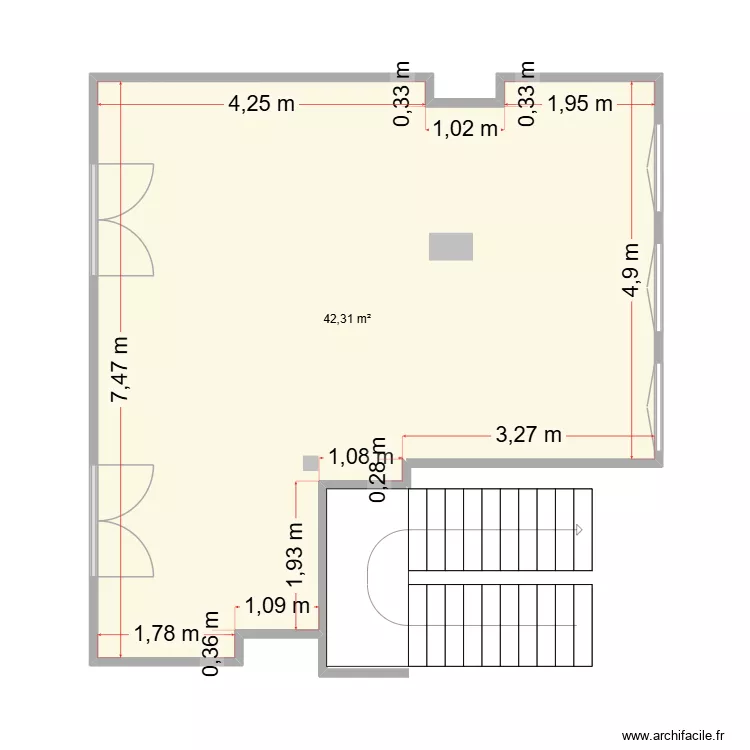 76 St Nicolas - R4 - côtes après curage. Plan de 1 et 42 m² 76 St Nicolas - R4 - côtes après curage. Plan de 1 et 42 m²