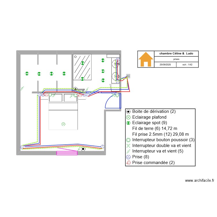 chambre C&L prises. Plan de 0 pièce et 0 m2