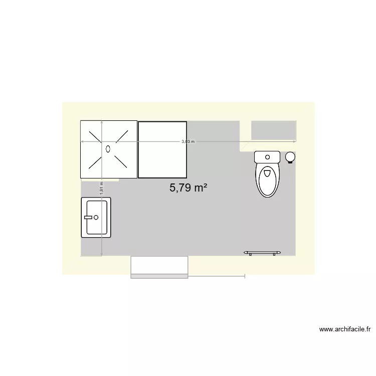 salle de bain. Plan de 1 et 6 m² salle de bain. Plan de 1 et 6 m²
