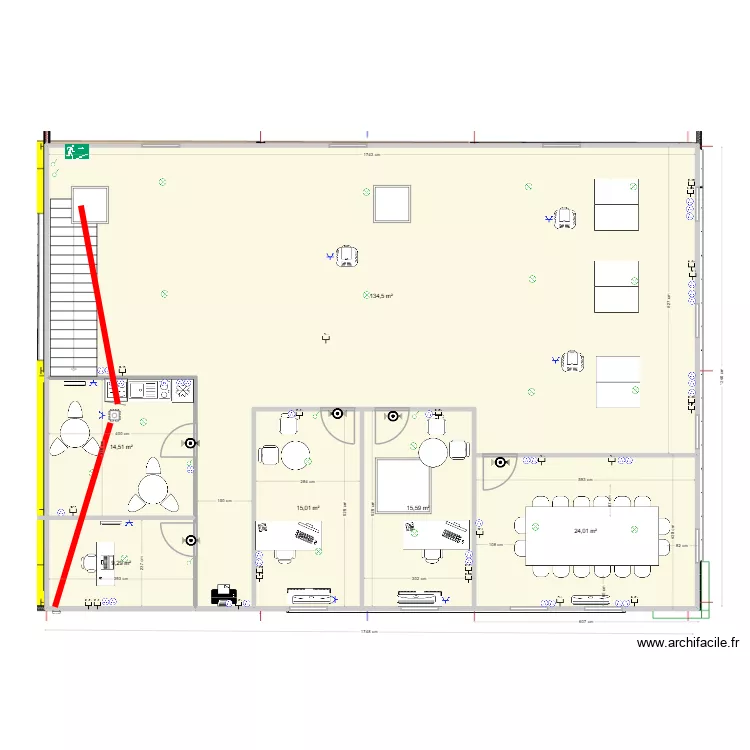 salleboeuf 2 &eacute;tage. Plan de 
