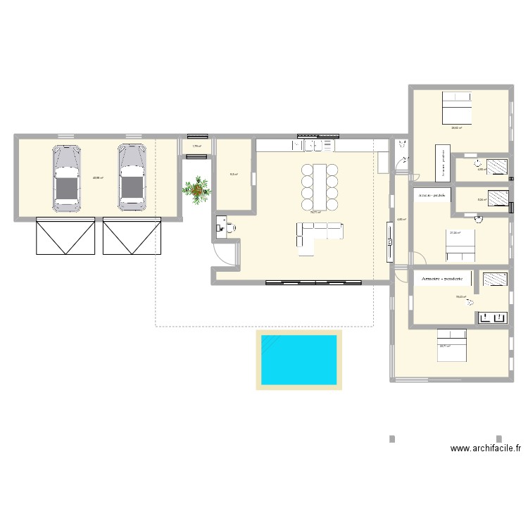 maison cafe de chine. Plan de 11 pièces et 240 m2