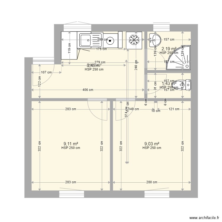 f2 ALIGRE. Plan de 5 pièces et 30 m2