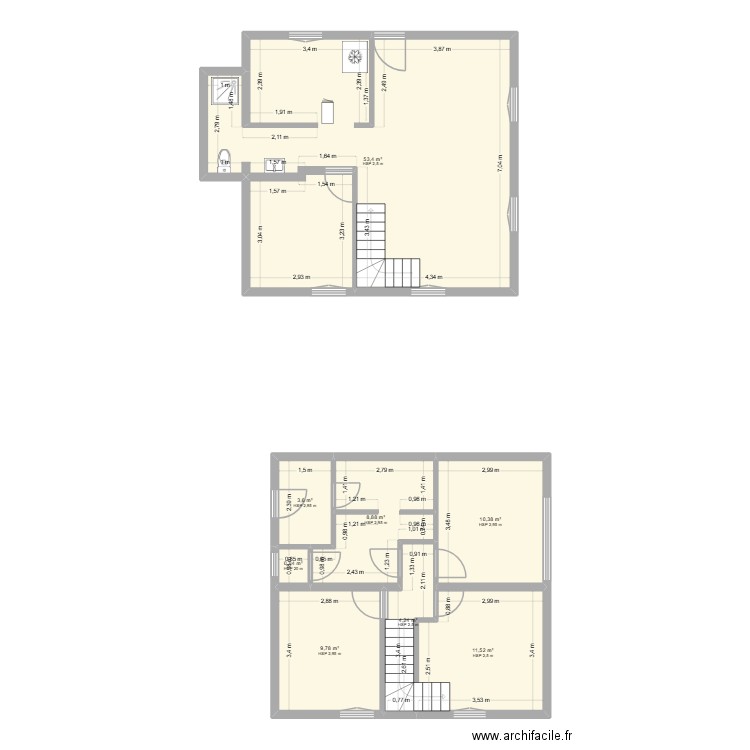 ETAGE GUIGUI. Plan de 8 pièces et 103 m2