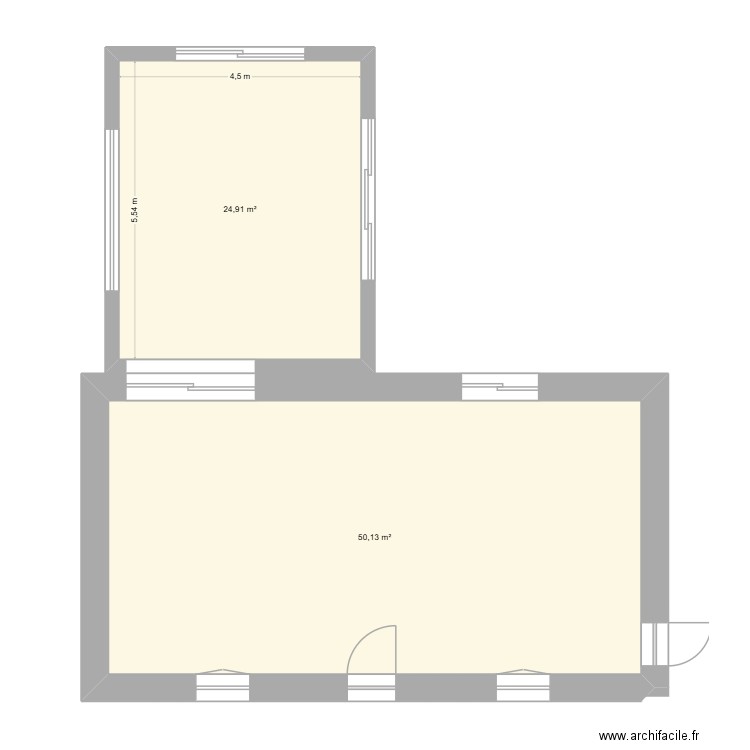 plan agrandissement. Plan de 2 pièces et 75 m2