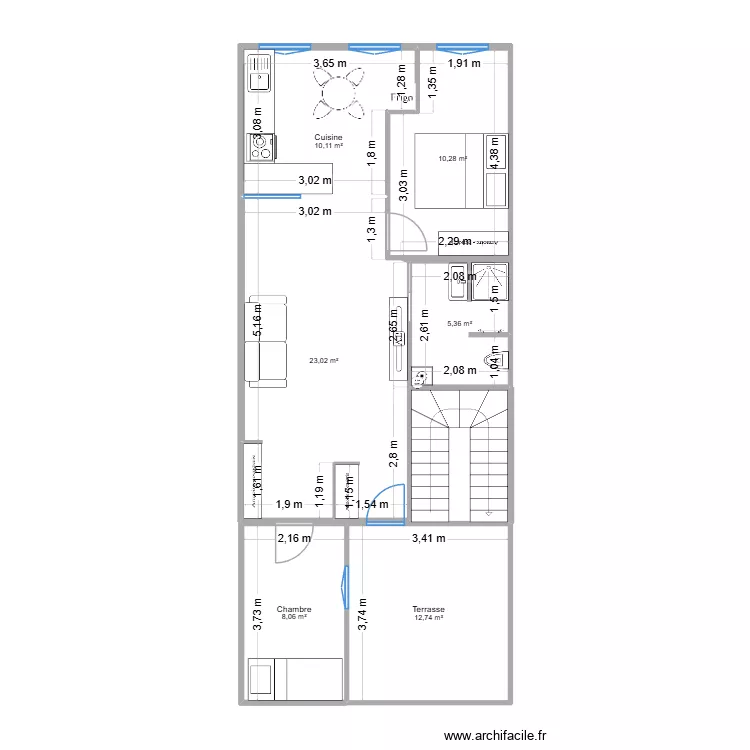 T3-1ER ETAGE v2. Plan de 6  et 70 m²