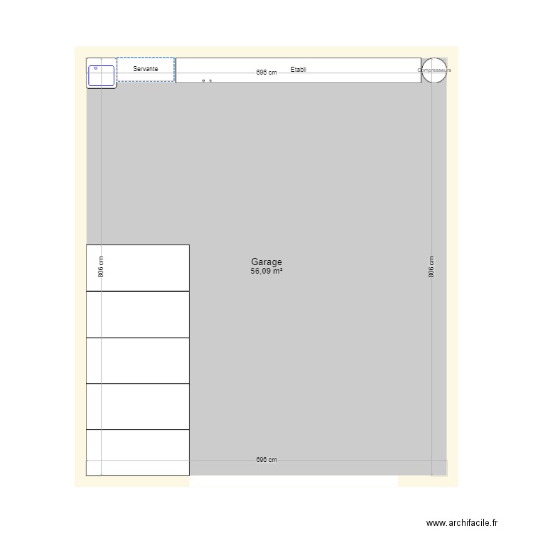 Aménagement garage. Plan de 1 pièce et 56 m2