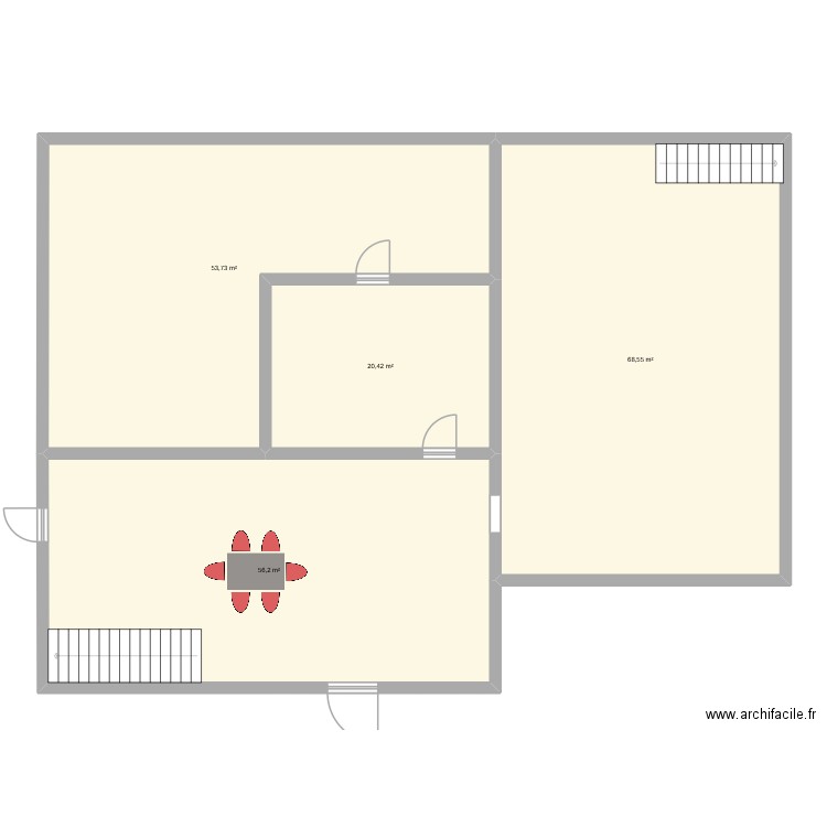 trace. Plan de 4 pièces et 199 m2