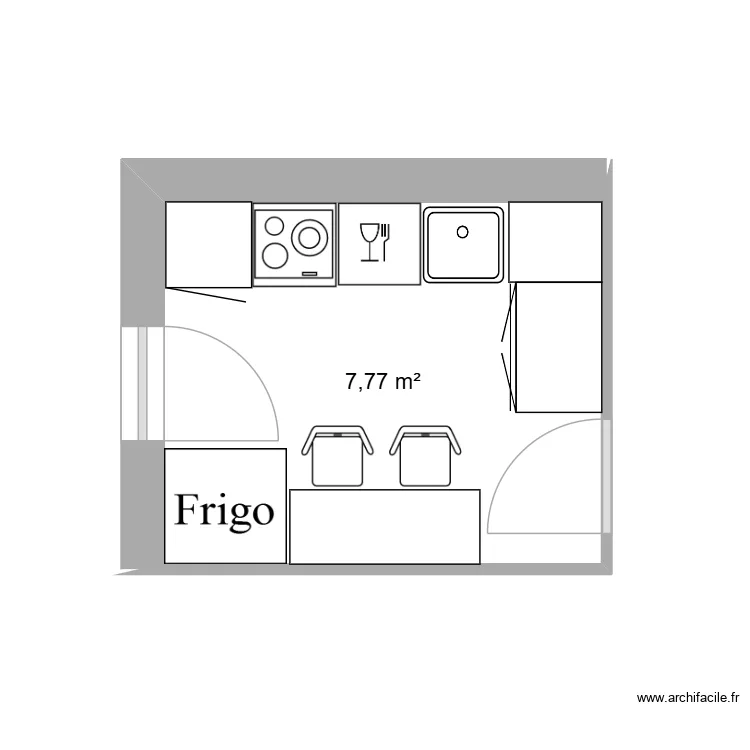 cuisine. Plan de 1 et 8 m² cuisine. Plan de 1 et 8 m²