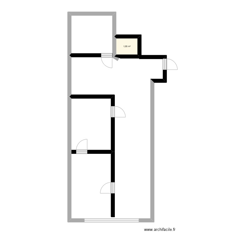 cabinet. Plan de 1 pièce et 2 m2