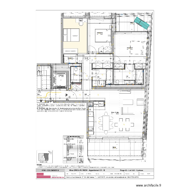 AptCol8. Plan de 1 pièce et 13 m2