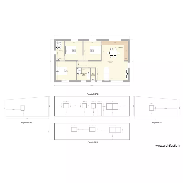 Maison 80 m2. Plan de 7 et 79 m² Maison 80 m2. Plan de 7 et 79 m²