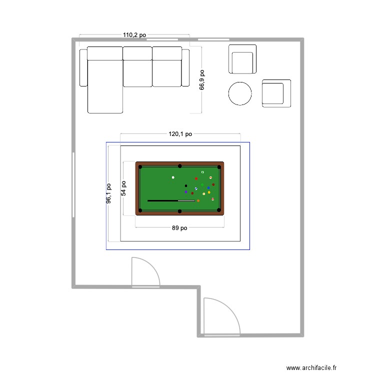 ch jeux Vicky. Plan de 1 pièce et 38 m2