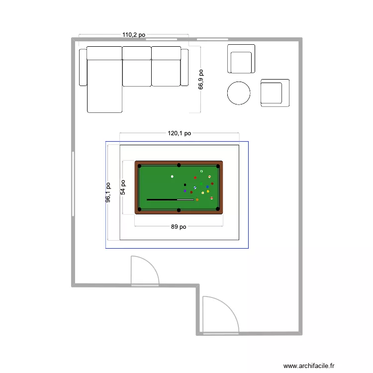 ch jeux Vicky. Plan de 1 pièce et 38 m²