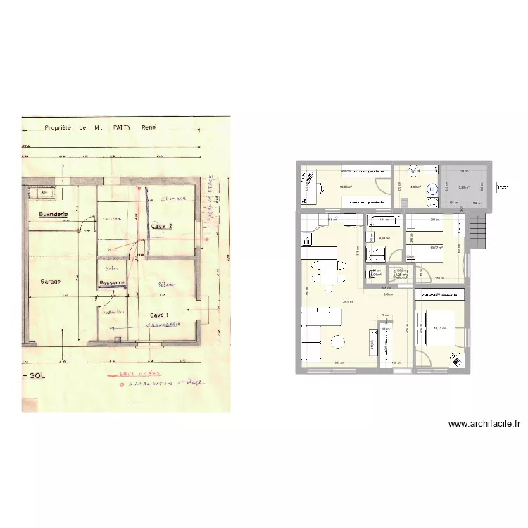 T&eacute;traz plan int&eacute;rieur. Plan de 9  et 82 m²