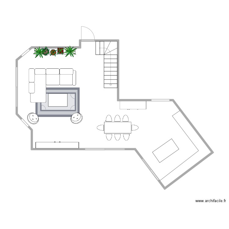 martin 2d. Plan de 1 pièce et 54 m2