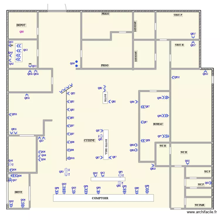 QUICK BERCHEM PRISE. Plan de 21  et 690 m²
