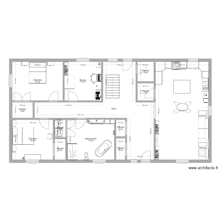 Maison5 30x60. Plan de 13 pièces et 155 m2
