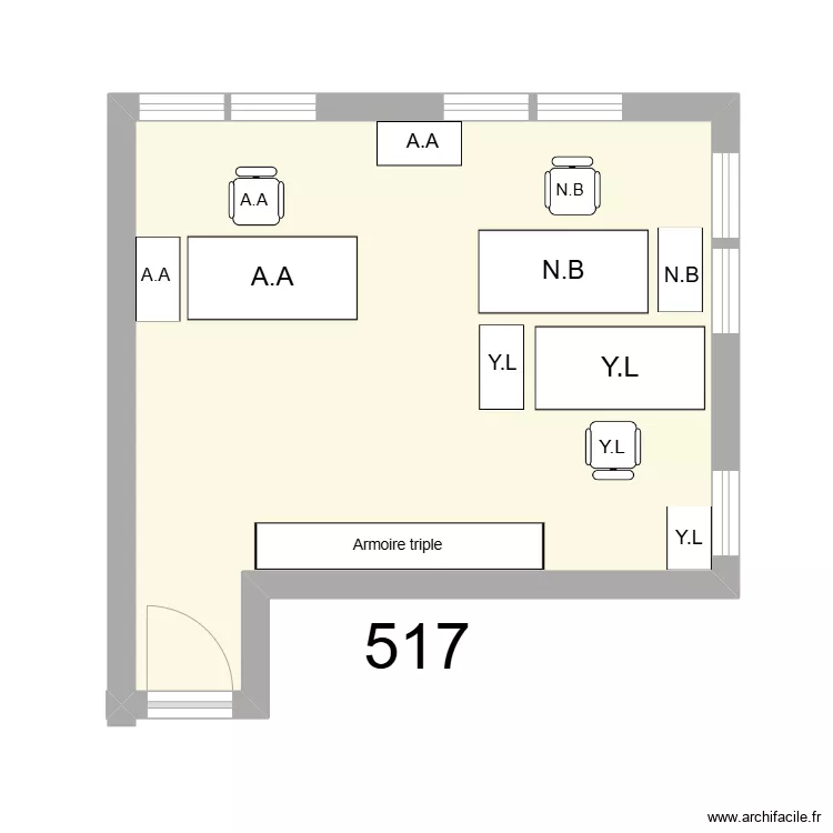 Bureau R 517 - A.ATTALI - N.BAFOUAKO - Y.LENORMAND. Plan de 