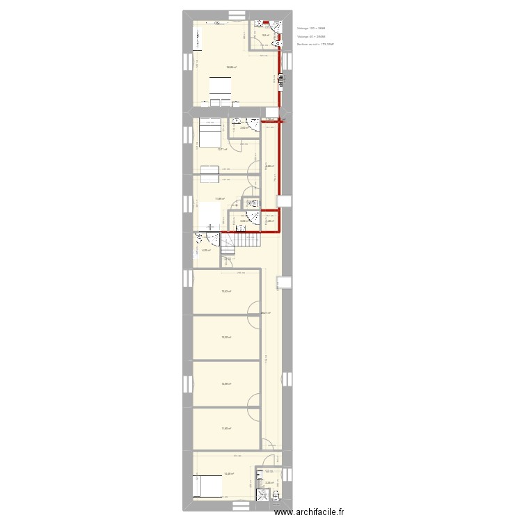 FAES RENO BIS. Plan de 21 pièces et 167 m2