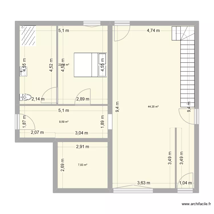CHAMBRE ATELIER GITE 1. Plan de 4 et 85 m² CHAMBRE ATELIER GITE 1. Plan de 4 et 85 m²