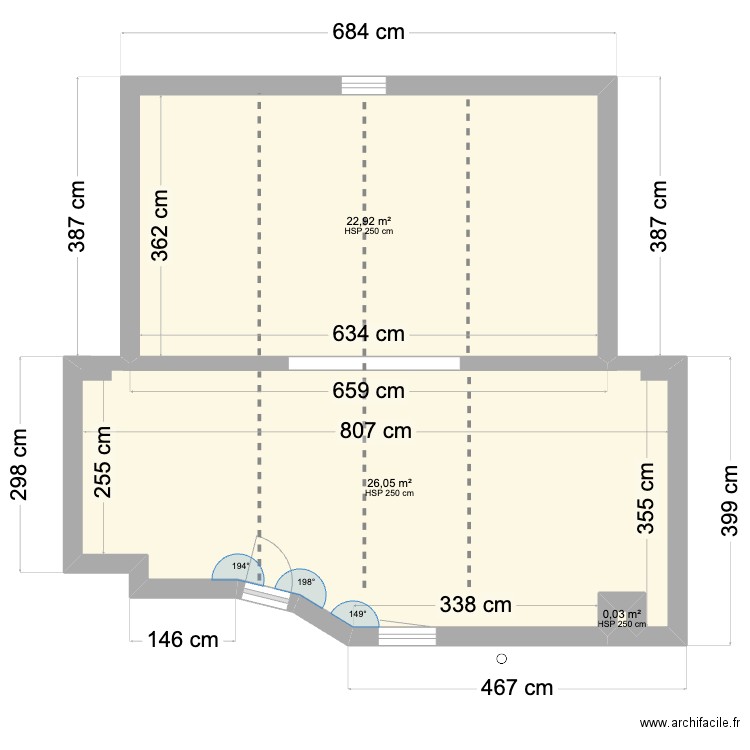 Laforja 19. Plan de 3 pièces et 49 m2