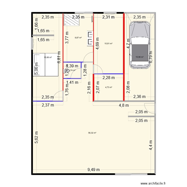 CONTAINER 1. Plan de 7 pièces et 116 m2