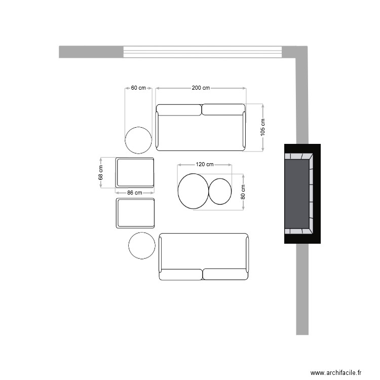 DEEP cheminée 200 cm. Plan de 0 pièce et 0 m2