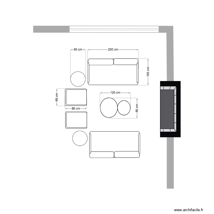 DEEP cheminée 200 cm. Plan de DEEP cheminée 200 cm. Plan de