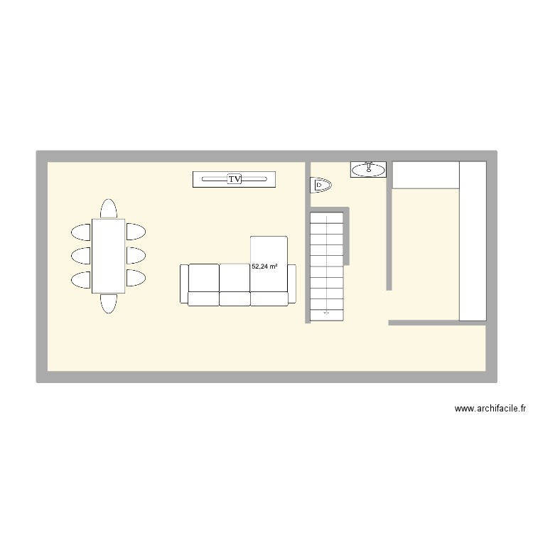 xxx. Plan de 1 pièce et 52 m2