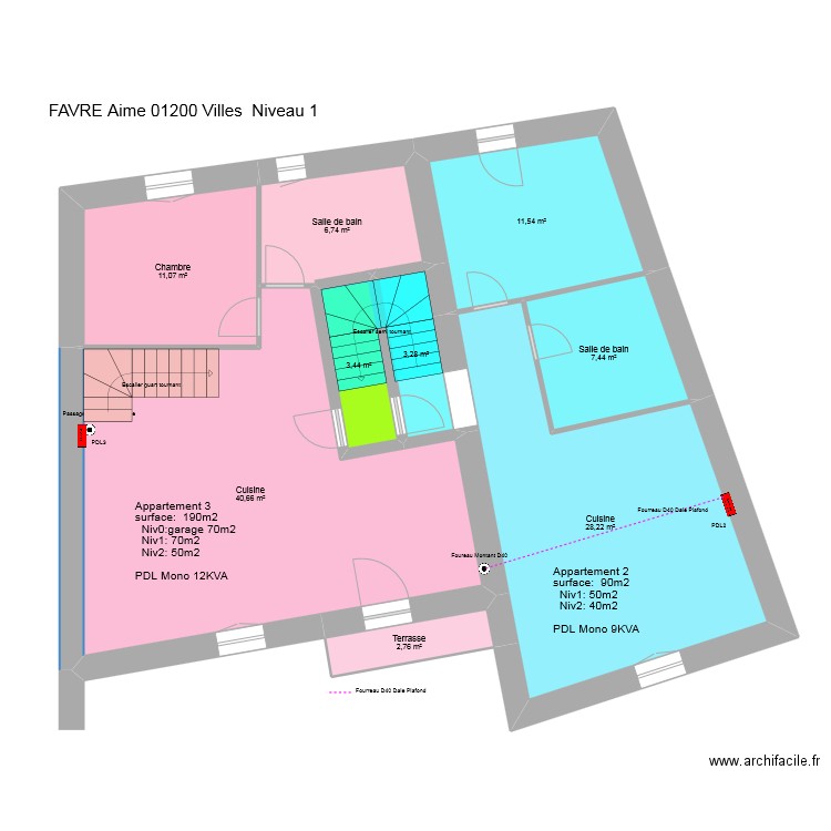 FavreAimeEnedisNiv1. Plan de 9 pièces et 115 m2